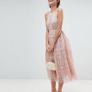 NWOT Asos Lace Halter Dress in Blush Pink